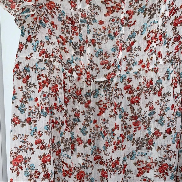 Torrid floral semi-sheer blouse short sleeve shirt - Picture 6 of 9